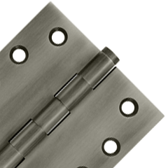Pair 4 Inch X 4 Inch Solid Brass Hinge Interchangeable Finials (Square Corner, Antique Nickel Finish)