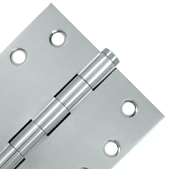 Pair 4 Inch X 4 Inch Solid Brass Hinge Interchangeable Finials (Square Corner, Chrome Finish)