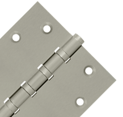 4 1/2 Inch X 4 1/2 Inch Solid Brass Four Ball Bearing Square Hinge (Brushed Nickel Finish)