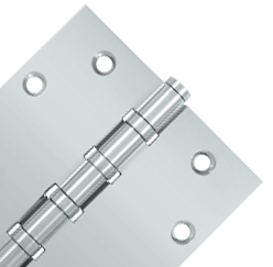 4 1/2 Inch X 4 1/2 Inch Solid Brass Four Ball Bearing Square Hinge (Chrome Finish)