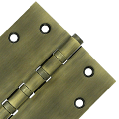 4 1/2 Inch X 4 1/2 Inch Solid Brass Four Ball Bearing Square Hinge (Antique Brass Finish) DELTANA