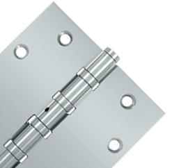 4 1/2 Inch X 4 1/2 Inch Solid Brass Non-Removable Pin Square Hinge (Chrome Finish)