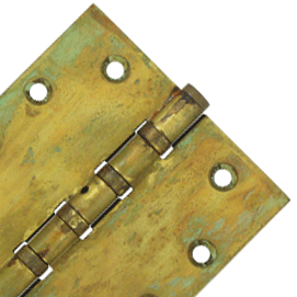 4 1/2 Inch X 4 1/2 Inch Solid Brass Hinge Interchangeable Finials (Square Corner, Rust Finish) DELTANA