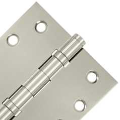 Pair 4 Inch X 4 Inch Double Ball Bearing Hinge Interchangeable Finials (Square Corner, Polished Nickel Finish)