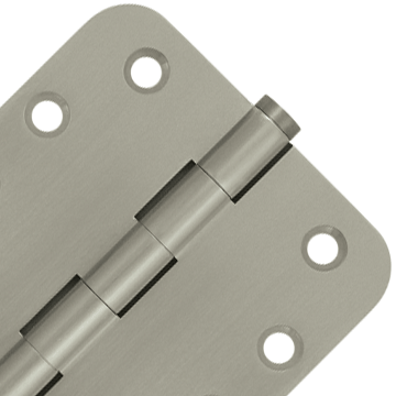 DELTANA 4 Inch X 4 Inch Solid Brass Hinge (5/8 Radius Corner, Brushed Nickel Finish)