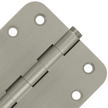 4 Inch X 4 Inch Solid Brass Hinge (5/8 Radius Corner, Brushed Nickel Finish) DELTANA