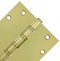 5 Inch X 5 Inch Solid Brass Four Ball Bearing Square Hinge (Polished Brass Finish)