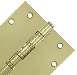 5 Inch X 5 Inch Solid Brass Non-Removable Pin Square Hinge (Unlacquered Brass Finish)