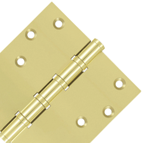 6 Inch X 6 Inch Solid Brass Ball Bearing Square Hinge (Unlacquered Brass Finish)