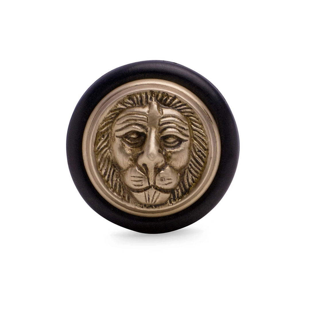 Lion Head 1 1/4 Inch Solid Brass Floor Mount Door Stop (Antique Brass Finish) Copper Mountain Hardware