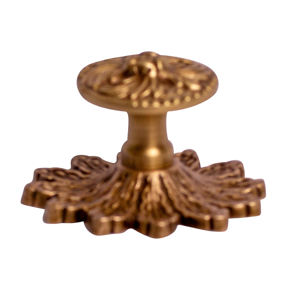 3 3/8 Inch Solid Brass Rococo Victorian Knob with Back Plate (Several Finishes Available)