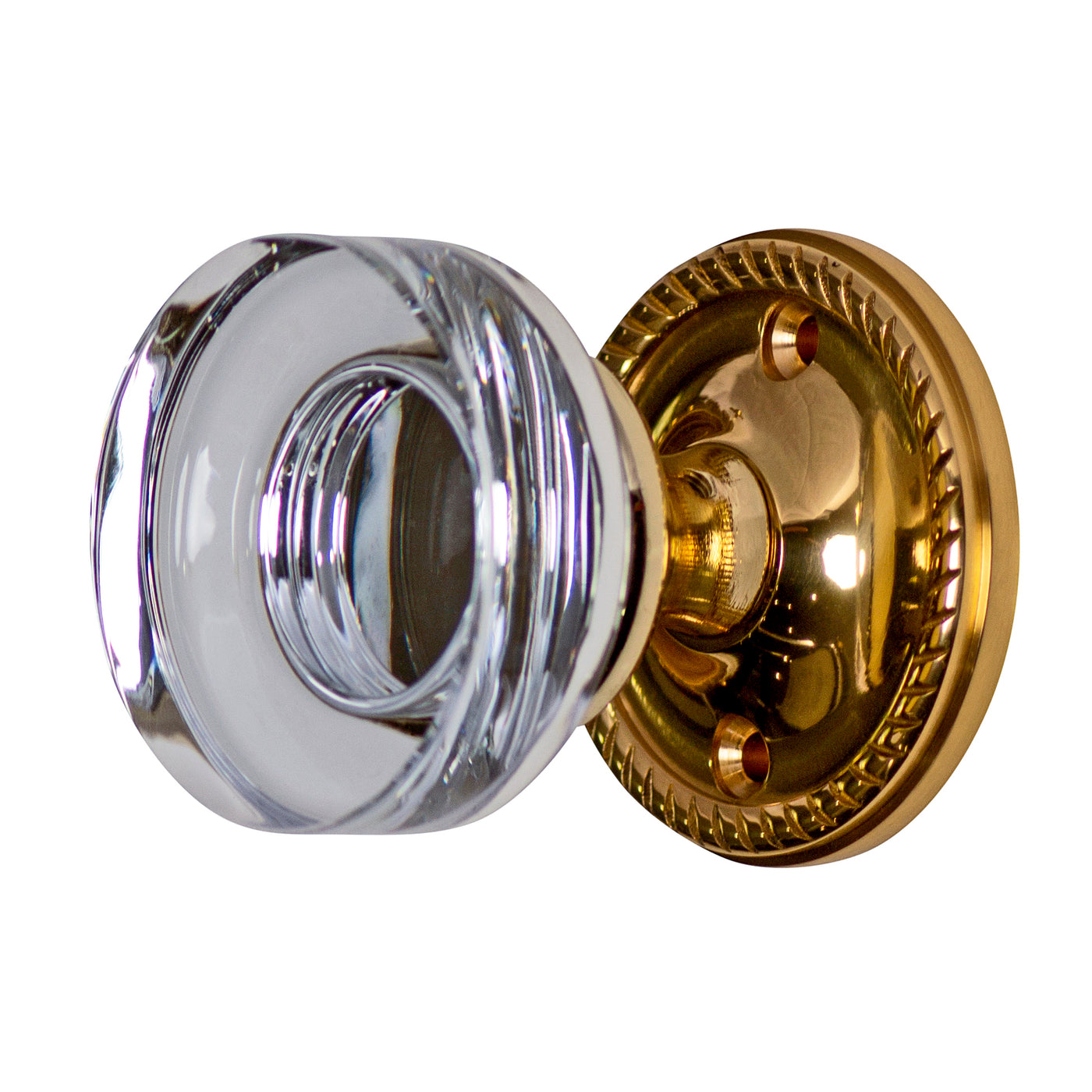 Double Sided Crystal Disc Door Knob Set with Georgian Roped Rosette