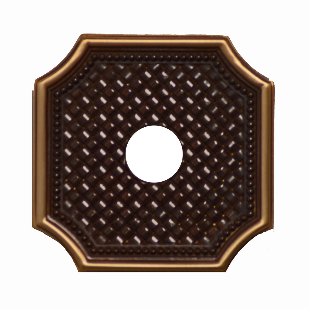 Amber Octagon Crystal Door Knob Set with Two-Tone Vintage Square Plate COPPER MOUNTAIN HARDWARE