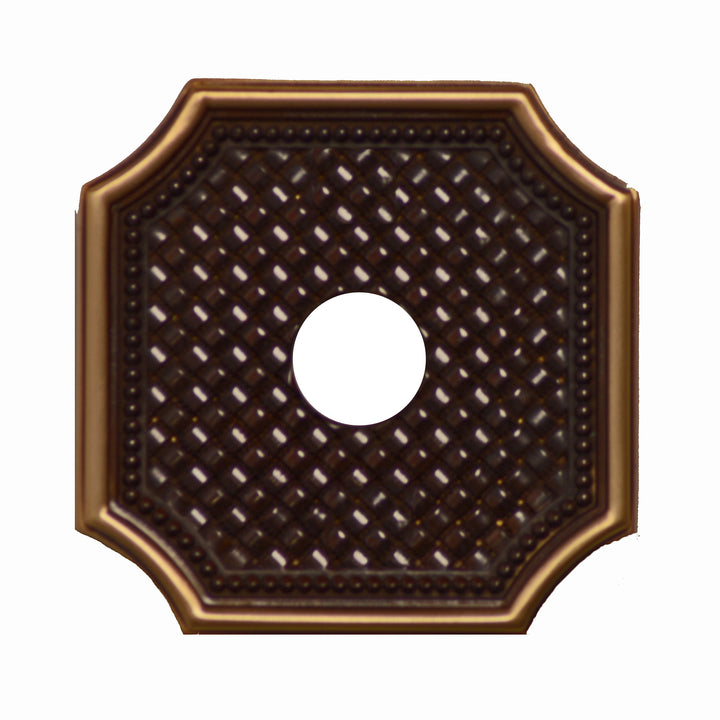 Amber Octagon Crystal Door Knob Set with Two-Tone Vintage Square Plate COPPER MOUNTAIN HARDWARE