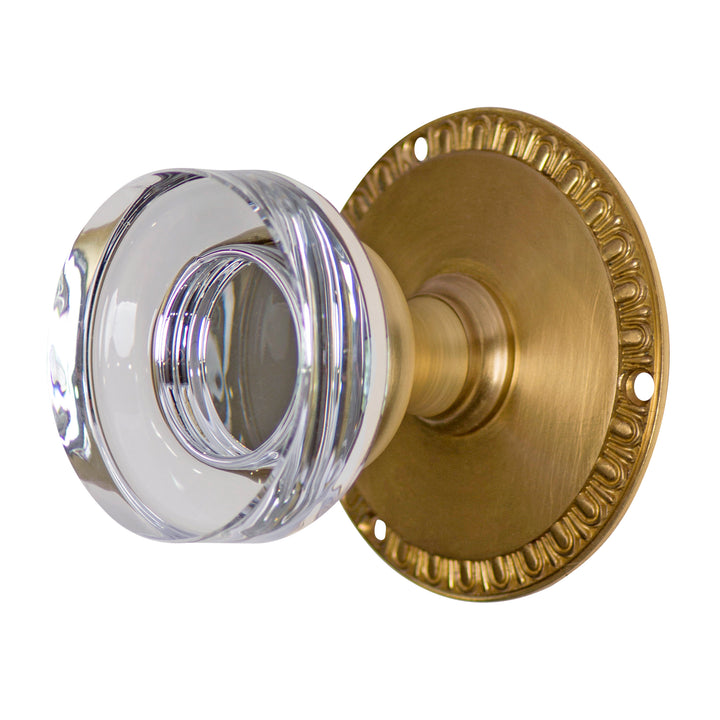 Crystal Clear Disc Door Knob Set with Egg & Dart Rosette (Several Finishes Available) COPPER MOUNTAIN HARDWARE