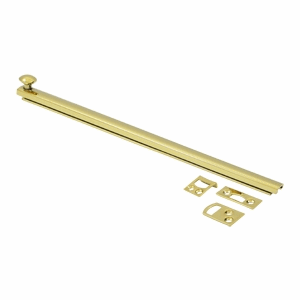 DELTANA 12 Inch Solid Brass Surface Bolt (Lifetime Polished Brass Finish)