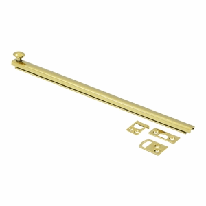12 Inch Solid Brass Surface Bolt (Lifetime Polished Brass Finish)