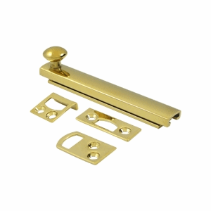 4 Inch Solid Brass Surface Bolt (Lifetime Polished Brass Finish) DELTANA