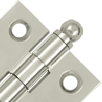 DELTANA 1 1/2 Inch x 1 1/2 Inch Solid Brass Cabinet Hinges (Polished Nickel Finish)