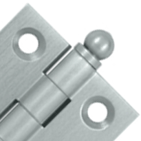 DELTANA 1 1/2 Inch x 1 1/2 Inch Solid Brass Cabinet Hinges (Brushed Chrome Finish)