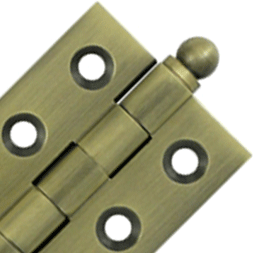 2 Inch x 1 1/2 Inch Solid Brass Cabinet Hinges (Antique Brass Finish)