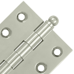 2 Inch x 2 Inch Solid Brass Cabinet Hinges (Polished Nickel Finish)