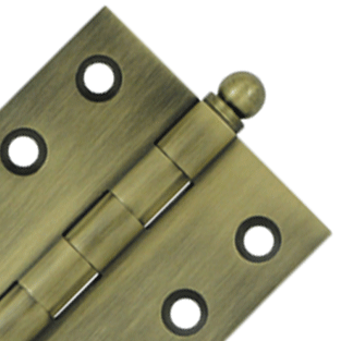 DELTANA 2 Inch x 2 Inch Solid Brass Cabinet Hinges (Antique Brass Finish)