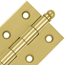 2 1/2 Inch x 1 11/16 Inch Solid Brass Cabinet Hinges (Polished Brass Finish) DELTANA