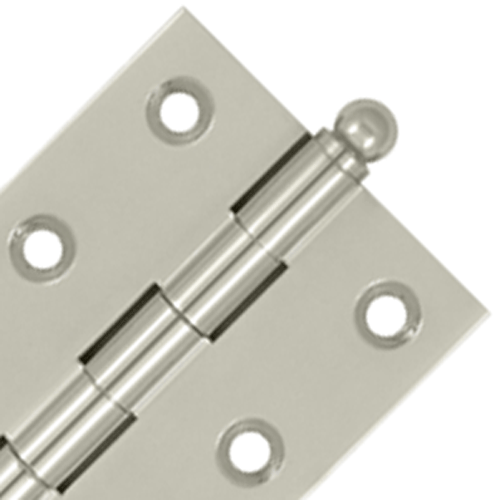 2 1/2 Inch x 2 Inch Solid Brass Cabinet Hinges Polished Nickel Finish DELTANA