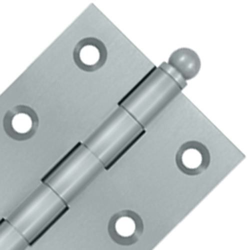 DELTANA 2 1/2 Inch x 2 Inch Solid Brass Cabinet Hinges (Brushed Chrome Finish)