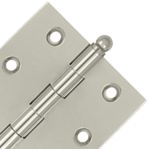 DELTANA 2 1/2 Inch x 2 1/2 Inch Solid Brass Cabinet Hinges (Polished Nickel Finish)