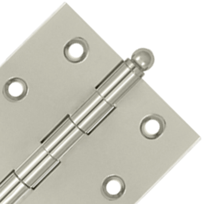 2 1/2 Inch x 2 1/2 Inch Solid Brass Cabinet Hinges (Polished Nickel Finish)