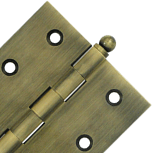 DELTANA 2 1/2 Inch x 2 1/2 Inch Solid Brass Cabinet Hinges (Antique Brass)