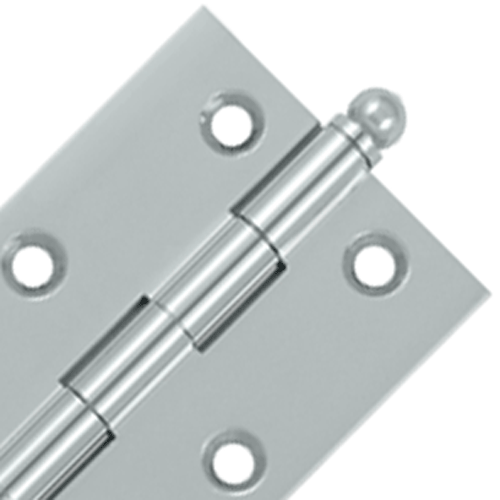 DELTANA 3 Inch x 2 Inch Solid Brass Cabinet Hinges (Polished Chrome Finish)