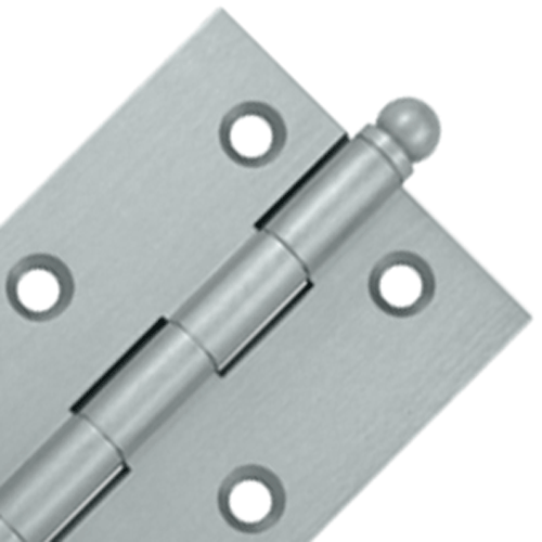 3 Inch x 2 Inch Solid Brass Cabinet Hinges (Brushed Chrome Finish)