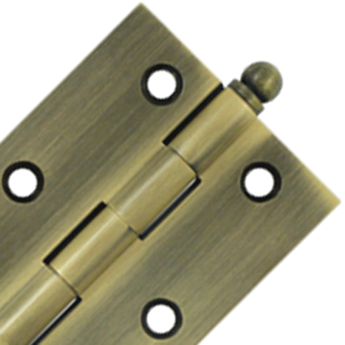 DELTANA 3 Inch x 2 Inch Solid Brass Cabinet Hinges (Antique Brass Finish)