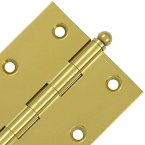 DELTANA 3 Inch x 2 1/2 Inch Solid Brass Cabinet Hinges (Polished Brass Finish)