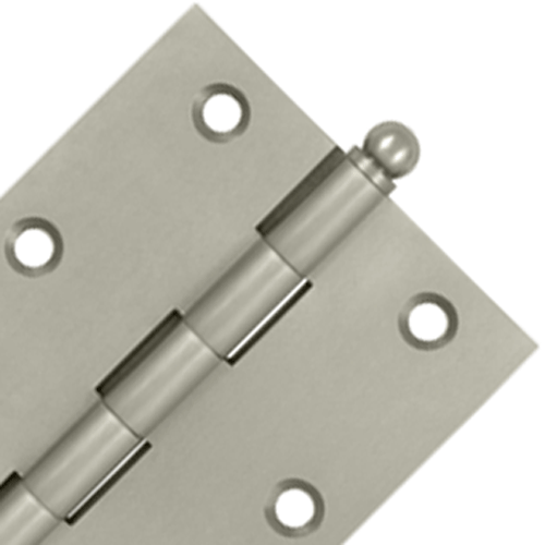 3 Inch x 2 1/2 Inch Solid Brass Cabinet Hinges (Brushed Nickel Finish)