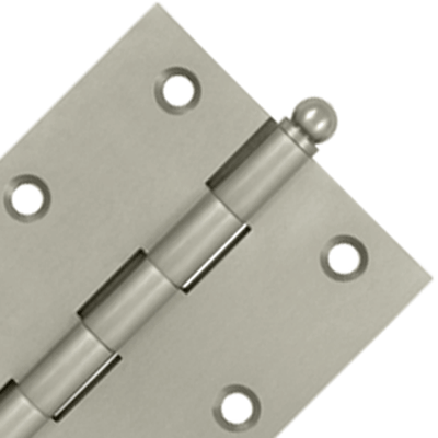 3 Inch x 2 1/2 Inch Solid Brass Cabinet Hinges (Brushed Nickel Finish)
