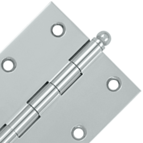3 Inch x 2 1/2 Inch Solid Brass Cabinet Hinges (Chrome Finish)