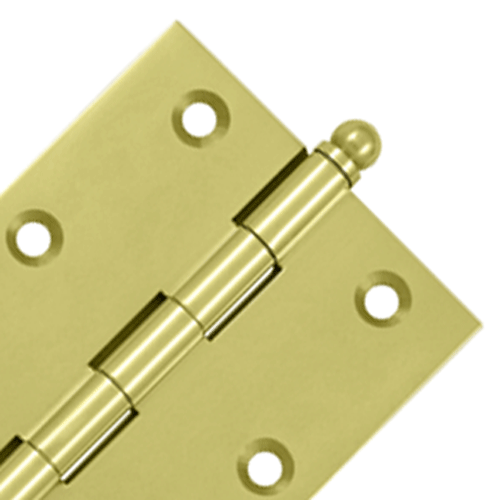 3 Inch x 2 1/2 Inch Solid Brass Cabinet Hinges (Polished Brass Finish) DELTANA