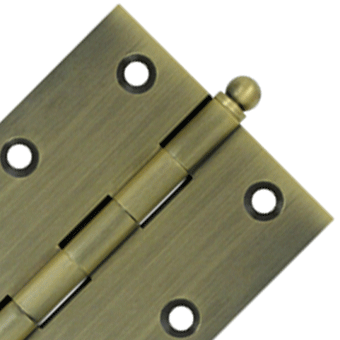 3 Inch x 2 1/2 Inch Solid Brass Cabinet Hinges (Antique Brass Finish) DELTANA