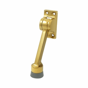 4 Inch Solid Brass Kickdown Door Holder (Polished Brass Finish)
