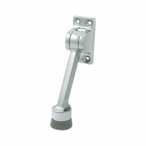 DELTANA 4 Inch Solid Brass Kickdown Door Holder (Polished Chrome Finish)