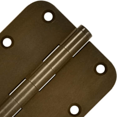 3 1/2 Inch X 3 1/2 Inch Solid Brass Hinge Interchangeable Finials (5/8" Radius Corner, Bronze Rust Finish)