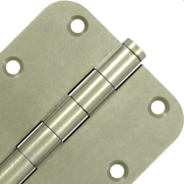 3 1/2 Inch X 3 1/2 Inch Solid Brass Hinge Interchangeable Finials (5/8" Radius Corner, White Bronze Light Finish)