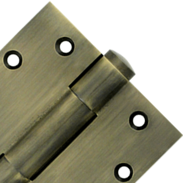 4 1/2 Inch X 4 1/2 Inch Solid Brass Hinge Interchangeable Finials (Antique Brass Finish)