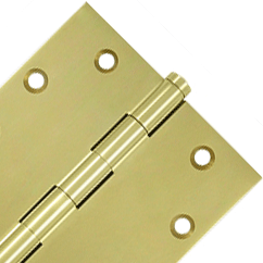 DELTANA 4 1/2 Inch X 4 1/2 Inch Solid Brass Square Hinge Interchangeable Finials (Polished Brass Finish)