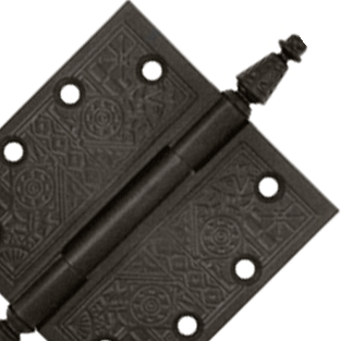 4 1/2 X 4 1/2 Inch Solid Brass Ornate Finial Style Hinge (Oil Rubbed Bronze Finish) DELTANA