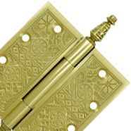 4 1/2 X 4 1/2 Inch Solid Brass Ornate Finial Style Hinge (Polished Brass Finish)